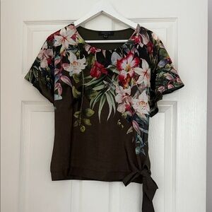 Floral Tie-Front Blouse - Multicolor